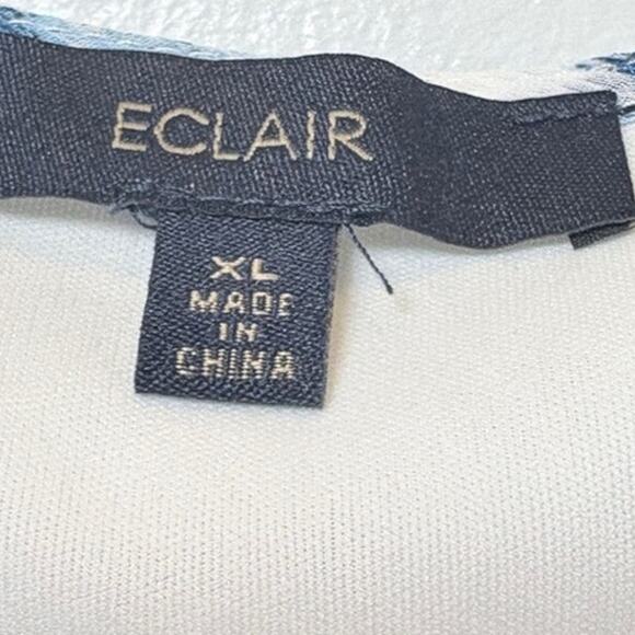 Eclair Women’s Blue and White Sleeveless Wrap Blouse with Ruffles Size XL Boho - Picture 2 of 7